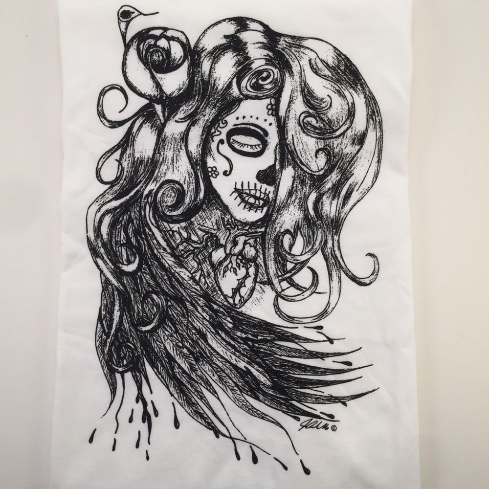 *NEW* UNISEX White Sugar Skull T-Shirt